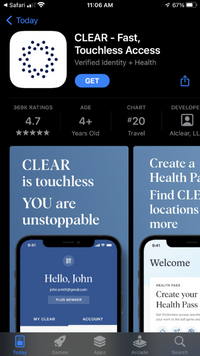 CLEAR app download screen
